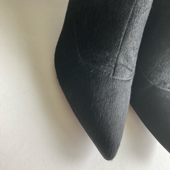 Kenneth Cole Black Genuine Leather Real Fur Point Toe Heeled Ankle Boots size 9 - Picture 7 of 16